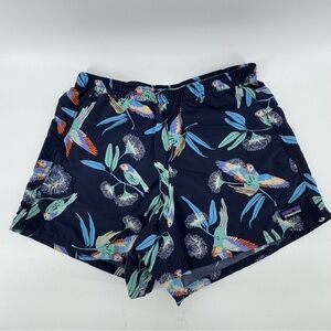 Patagonia Floral Baggies 100% Nylon Multicolor Parrot Print Shorts SzS 4”